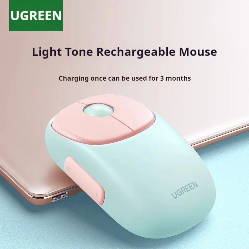 New Ugreen Bluetooth Mouse Dual Mode Wireless Rechargeable Design Light Sound Button Smooth Use Suitable Tablets Laptops Office