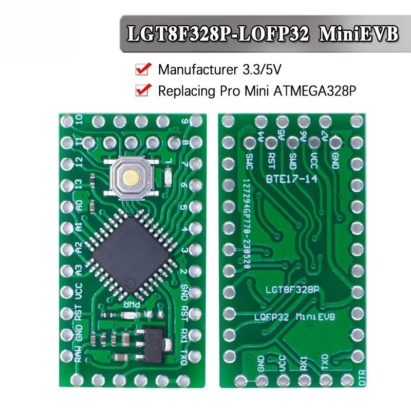 LGT8F328P LQFP32 MiniEVB 3.3V / 5V Replaces Pro Mini ATMEGA328P Fully Compatible For Arduino USE HT42B534-1 Driver