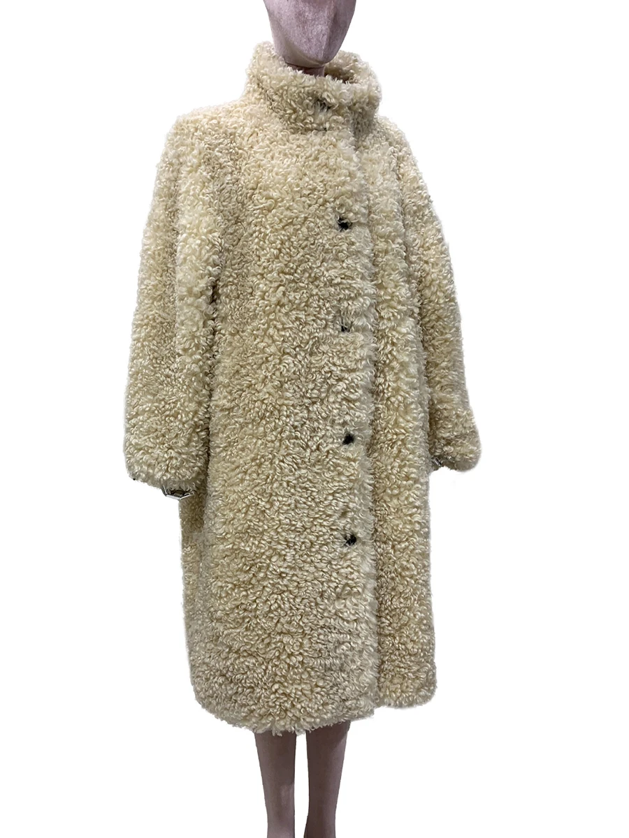 Autumn Winter Long Loose Soft Thick Warm Oversized Fluffy Faux Fur Coat Women Stand Collar Windproof Hairy Chic Fuzzy Overcoat