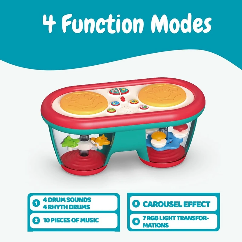 Projecteur de tambour musical en plastique pour bébé, veilleuse avec musique pour enfants, jouet de changement de document, rouge et vert, 1 pièce