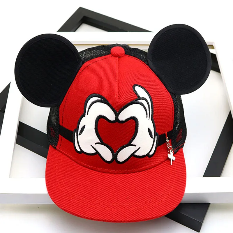 Kawaii Disney Hat Mickey Baseball Cap Adjustable Children's Cosplay Hat Boys Girls Sun Hat Cartoon Hip Hop Hat Fashion