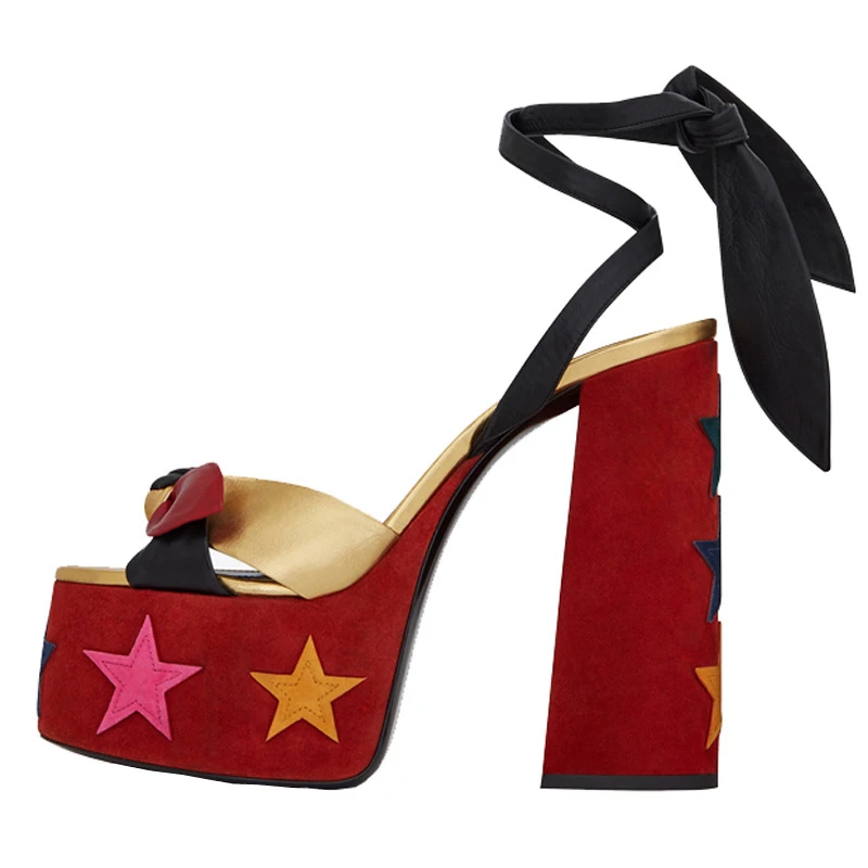 Love Heart Platform Open Toe Lace-Up Sandals Woman Summer 2026 Red Brown Thick Heel High Heels Shoes for Women Fashion Luxury view 5