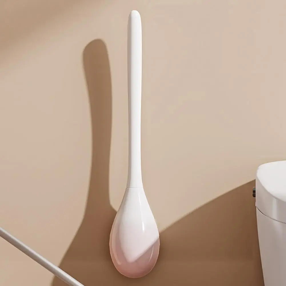 Wall Mount Toilet Brush Toilet Brush with Long Handle Soft Silicone Brush Head Full Coverage Scrubber Quick-drying Bathroom Tool