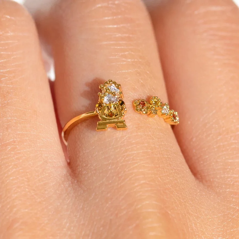 High end fairy tale beauty and beast princess ring, colored zircon ring view 2