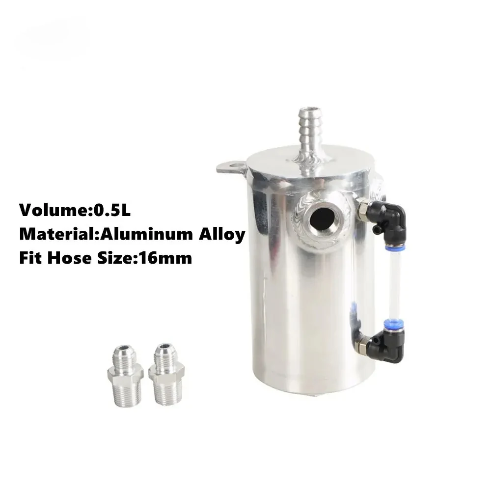 500ml Universal Breather Tank Kit Oil Catch Can 3/8 NPT Aluminum Alloy Polished Chrome Car Fuel Tank Silver OCC-1003 New Arrive