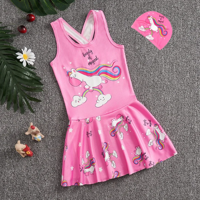 Girl's Cute Cartoon Swimsuit Set Big Children's Swimsuit Princess Skirt Style Baby Girl Swimsuit