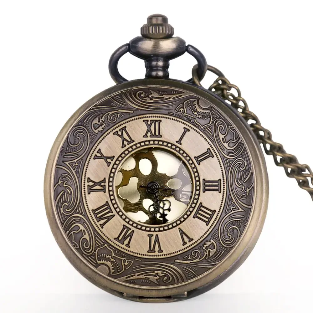 New Retro Bronze Steampunk Pocket Watches collana quarzo Pocket & Fob orologi catena Mens Womens Clock Relogio De Bolso