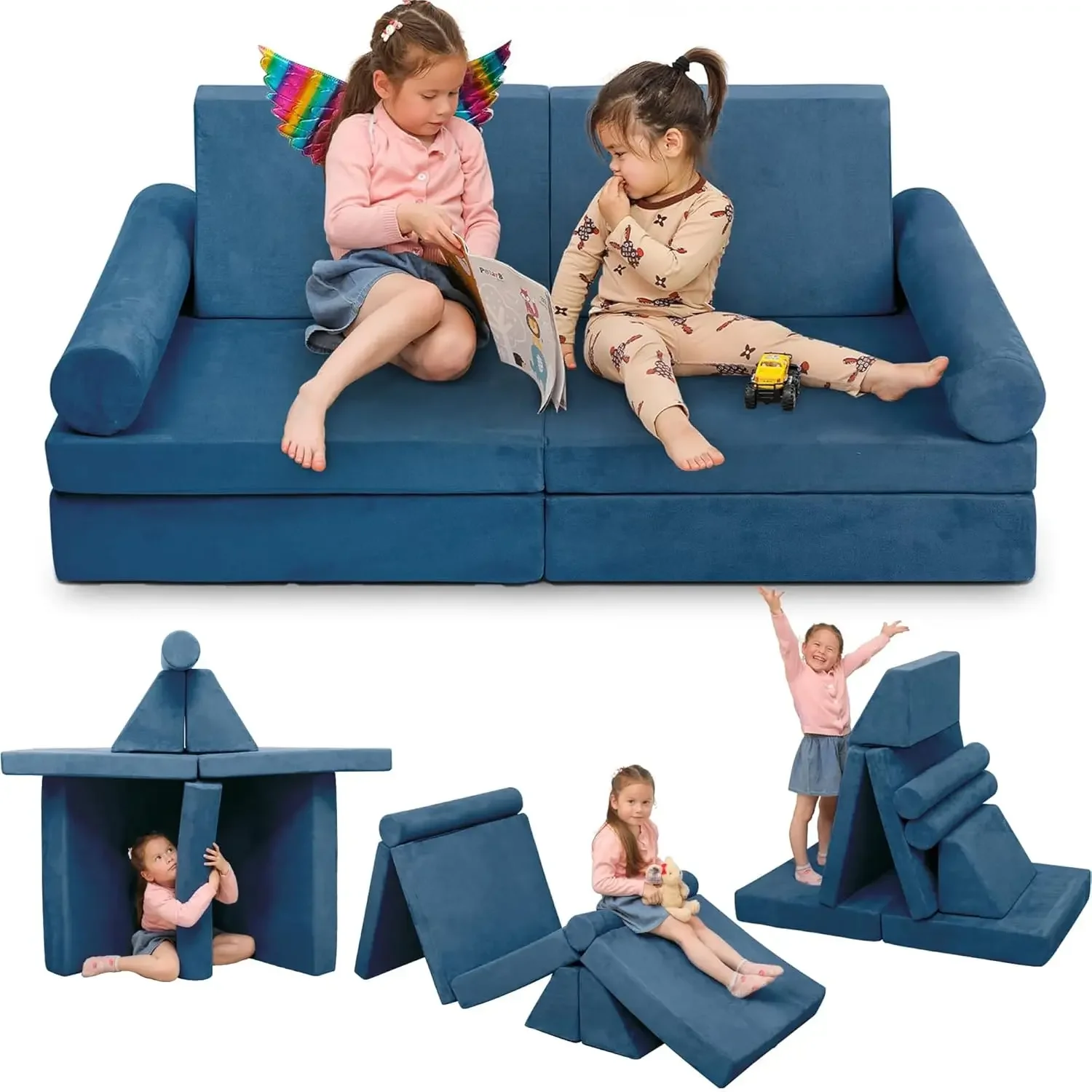 Play Couch Sofa for Kids Medium Size, Modular Kids Play Couch, Kids Couch Building Fort for Playroom, Children Convertible Foam