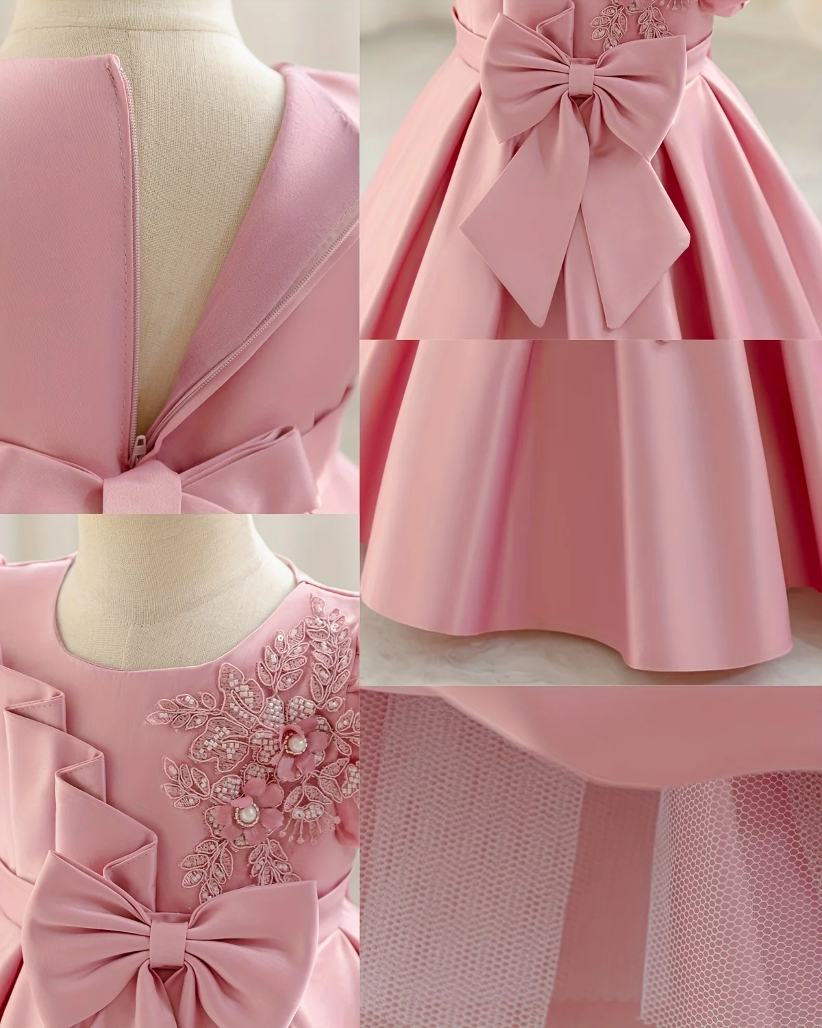 Geburtstagskleid, Babykleid, Einjähriges-Prinzessinnenkleid, Satinkleid, Schleife, Stilvolles Prinzessinnenkleid, Partykleid, Halloween – Detail 14