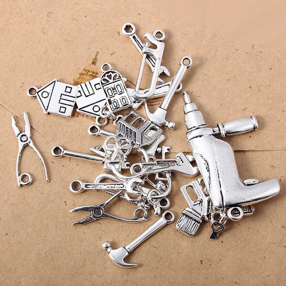 60 قطعة قلادة سبائك الفضة خمر لتقوم بها بنفسك مجموعة سحر لصنع المجوهرات الحرفية قلادة سوار المفاتيح الملحقات