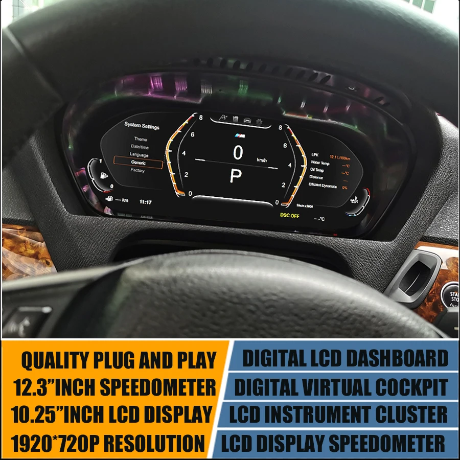 12.3''Inch Digital Instrument Cluster Speedometer For BMW 5 Series M5 E60 E61 E63 E64 04-09 LCD Display Odometer Virtual Cockpit