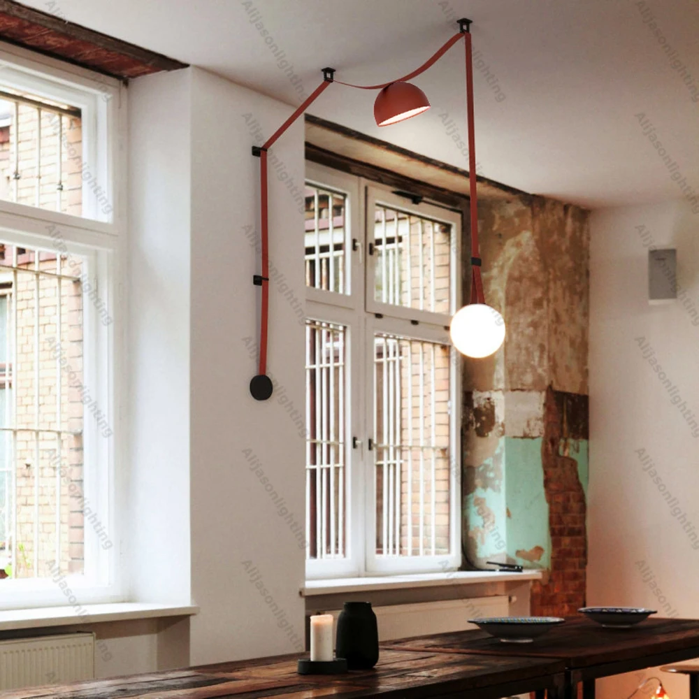 

Подвесной светильник-люстра 2026 Early Spring Fishing Belt из текстиля, кожи и стекла с LED-подсветкой для гостиной