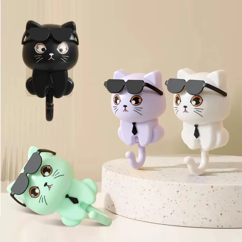 1pcs Kitten Hooks Cartoon Cats Gravities Induction Decorative Hooks Storage Racks for Keys Umbrellas Towels Adhesive Hooks image 6