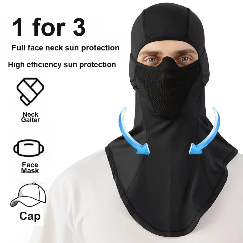 Motorcycle Riding Sun Protection Head Cover Breathable Extended Large Size with Neck Protection UV Blocking for Summer Outdoor