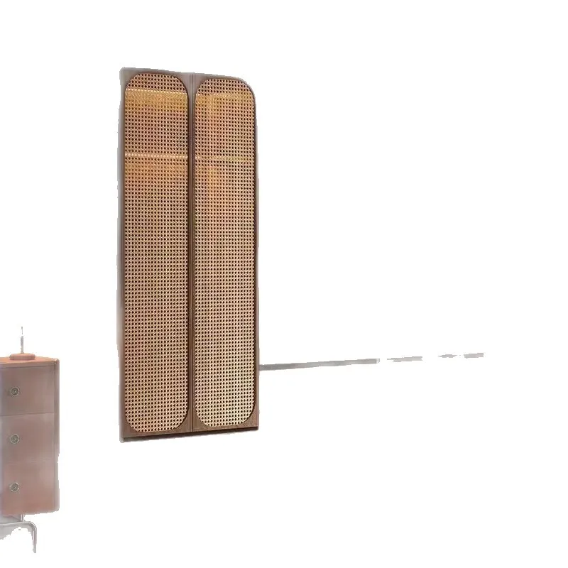 

Solid wood wardrobe, walnut-colored door-to-top cabinet in the bedroom, big wardrobe in the retro clothes hanging area