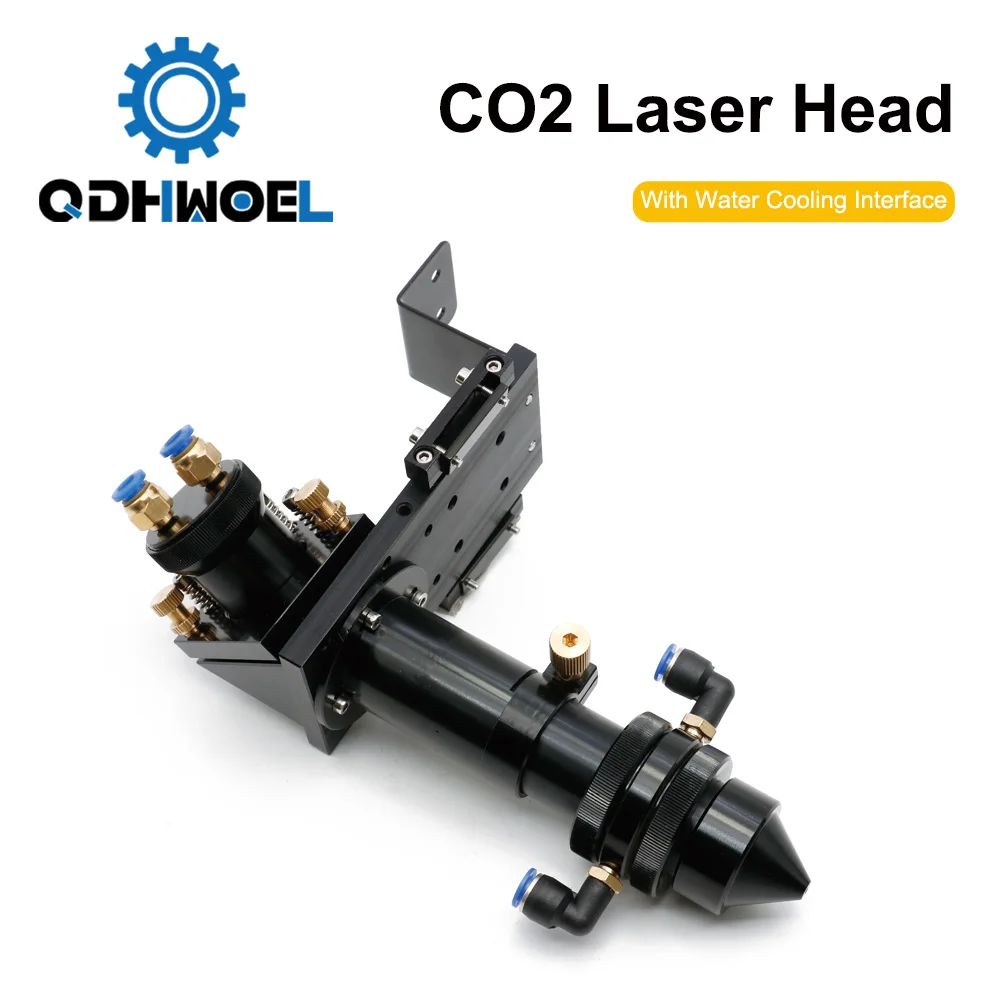 QDHWOEL مجموعة رؤوس ليزر ، واجهة تبريد المياه ، مرآة ضياء ، CO2 قطر العدسة من 30 ، عدسة حامل جبل متكامل ، 25 FL ، 63.5 & 101.6