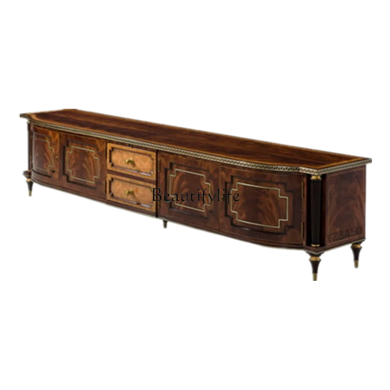 

2.4 meters TV cabinet European peach blossom core solid wood British villa shadow cabinet