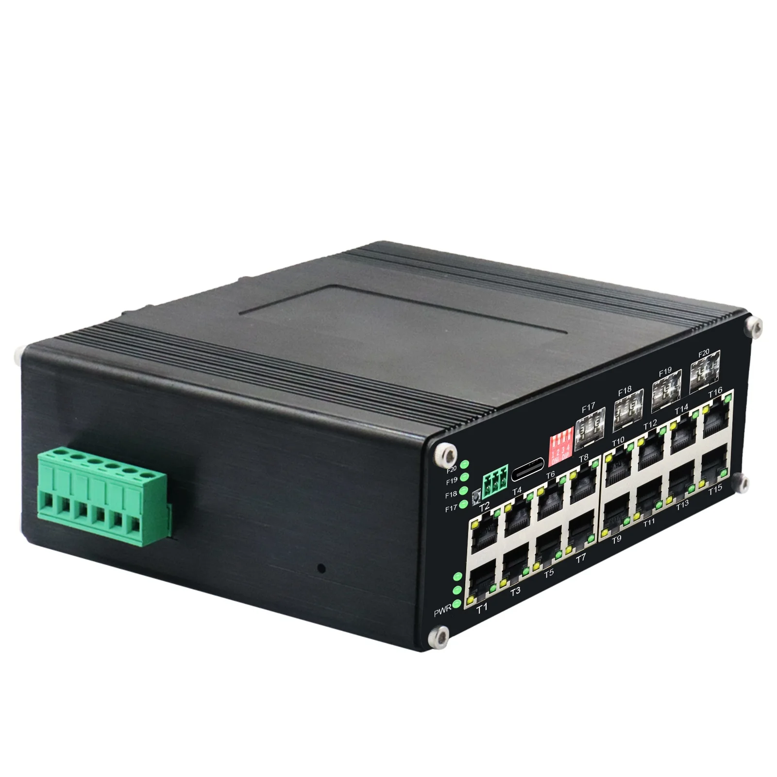Industrial L2+ Managed 16-Port Gigabit Switch | 10/100/1000T + 4 1000X SFP | DIN-Rail Mount, -40°C to 75°C