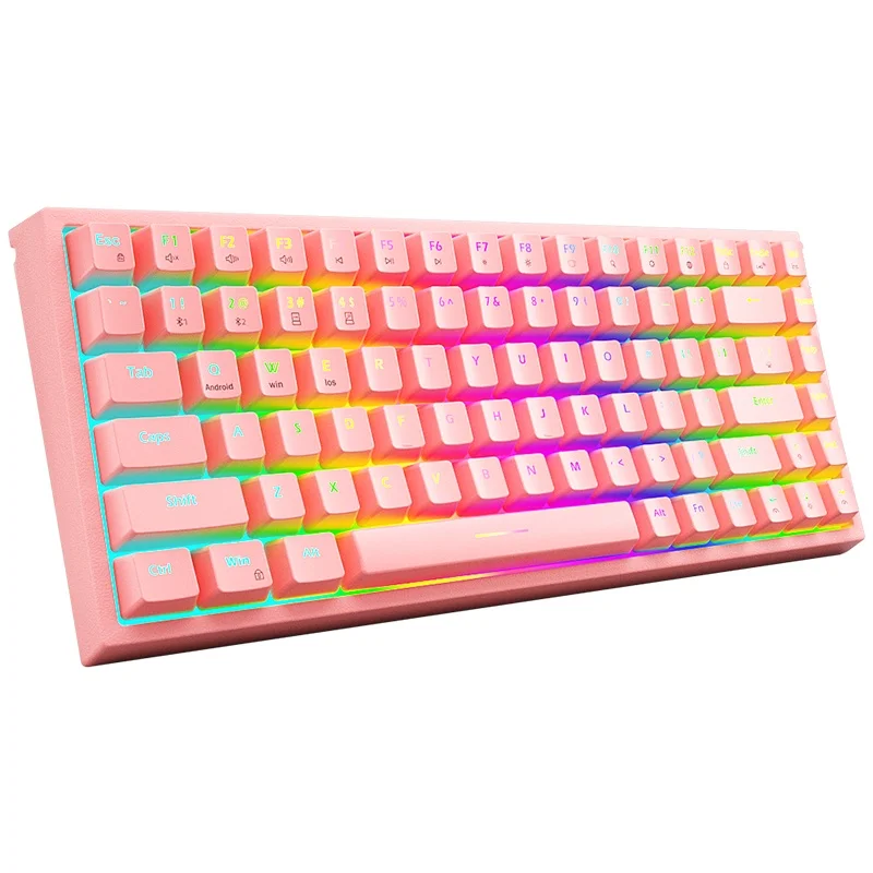 

Bow Three-Mode Bluetooth Wireless Mechanical Keyboard Rgb External Laptop Phone Tablet Pink Girl Green Tea Red Axis Gift