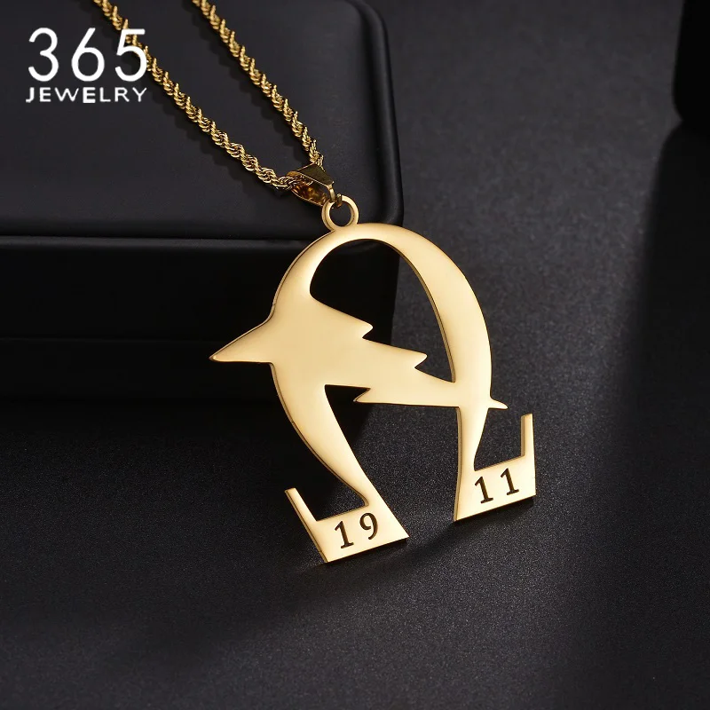 Custom Years Necklace Big Symbol Stainless Steel Personalized Hollow Writing Pendant Rope Chain For Men Women Jewelry Souvenir