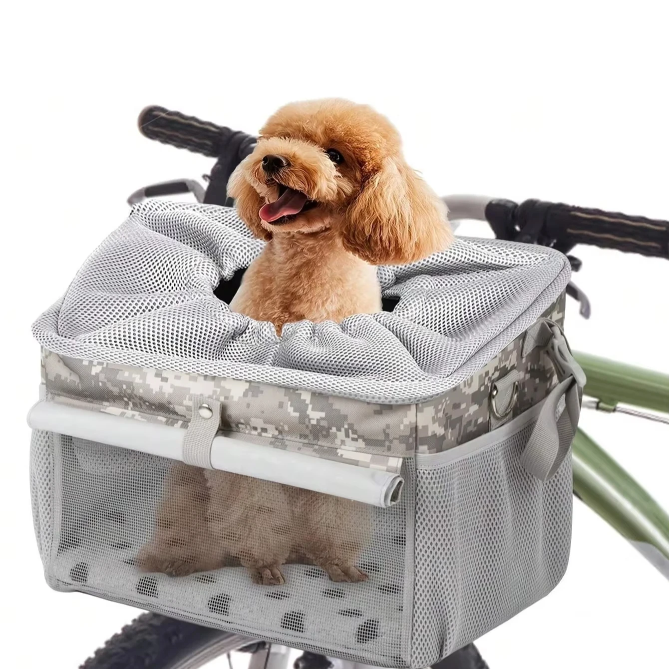 

Dog Bike Basket, Small Medium Pets for with Breathable Mesh, Removable Front Handlebar