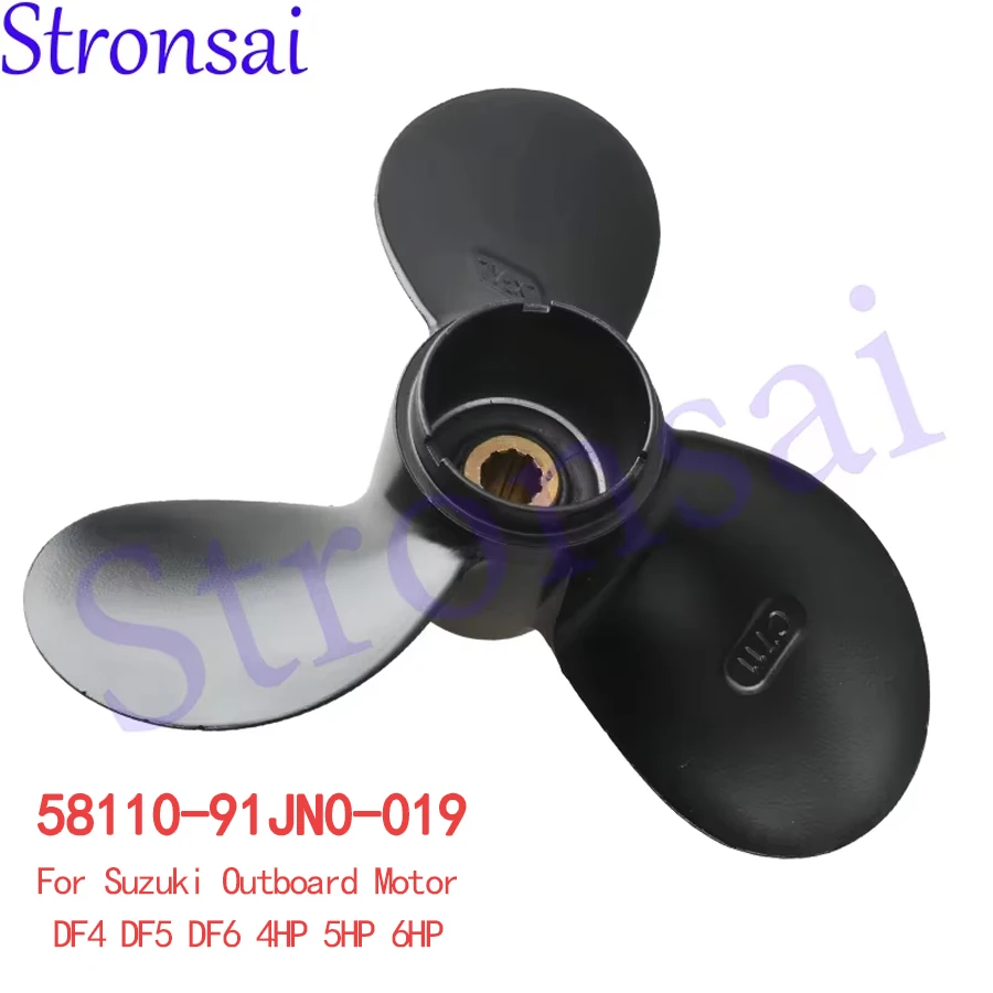 58110-91JN0-019 Propeller 7 1/4*6 1/2 10 Tooth For Suzuki Outboard Motor 2T 4HP 5HP 6HP 2 Stroke Boat Engine Replaces Parts