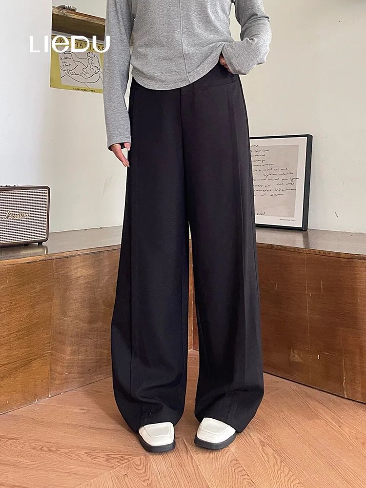 LIEDU Summer Daily Women High Waist Flared Wide Leg Pants Plus Size Soft Stretch Work Trousers Office Elegant Casual Outfit