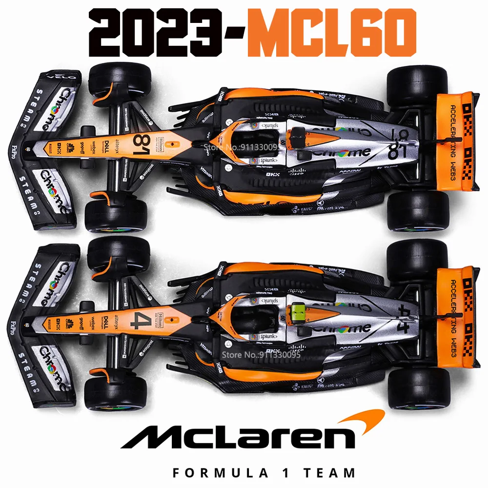 Bburago 1:43 NEW 2023 McLaren F1 Team MCL60 4# Lando Norris 81# Oscar Piastri Formula One Alloy Super Toy Die cast car model