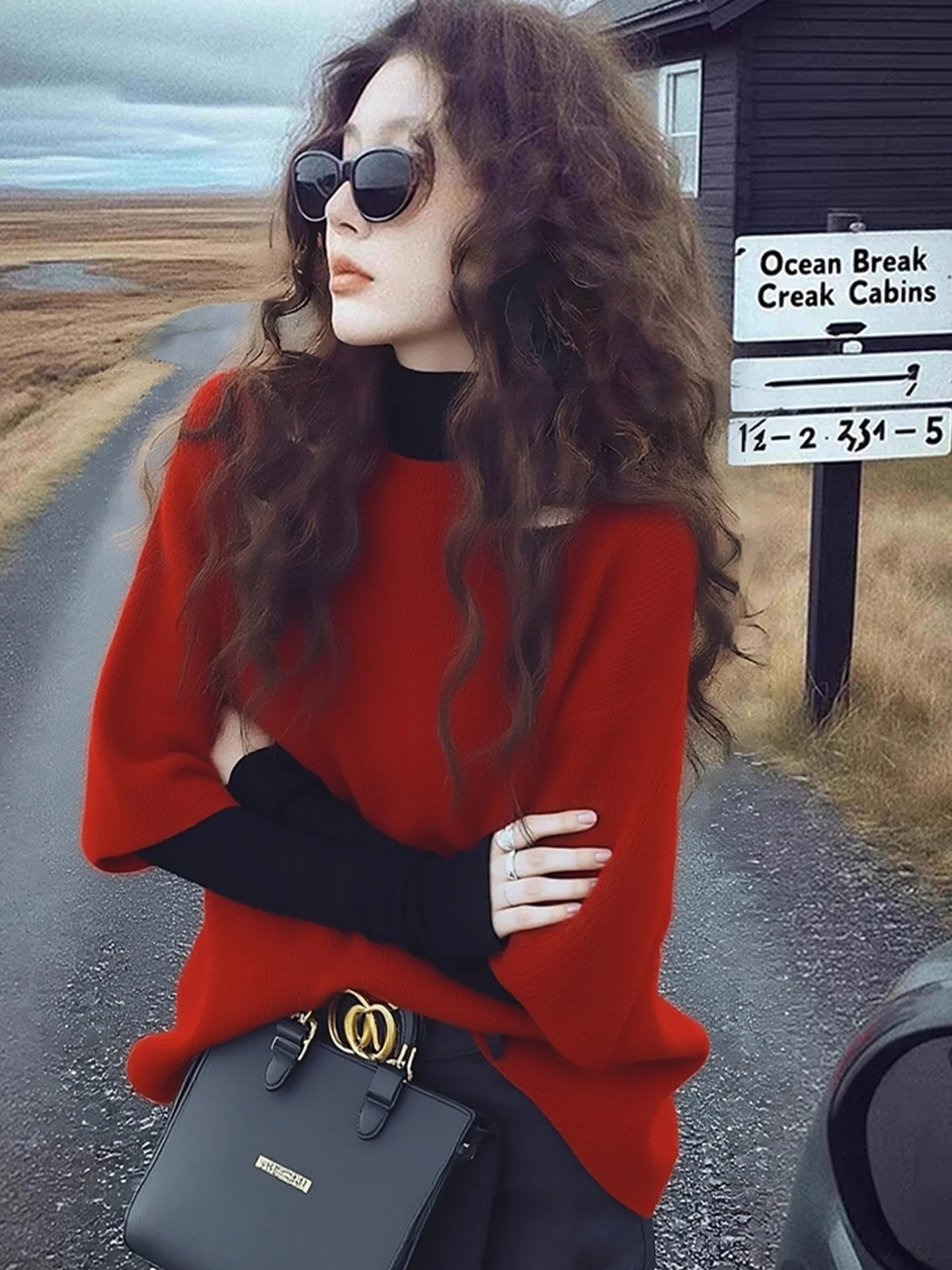 ファイオナブルな赤いニットベスト肌に優しいベースレイヤーirt新年スレ重ね着トップ暖かい冬のアウターウェア詩アートリン