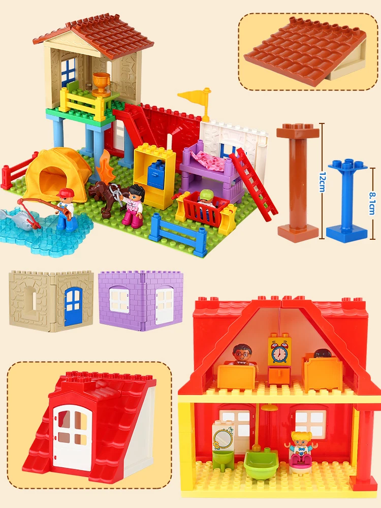 Big Building Blocks Houses Walls Parts Window Door Accessory Compatible Large Bricks Assemble Boy Girl Kids Toys Gifts