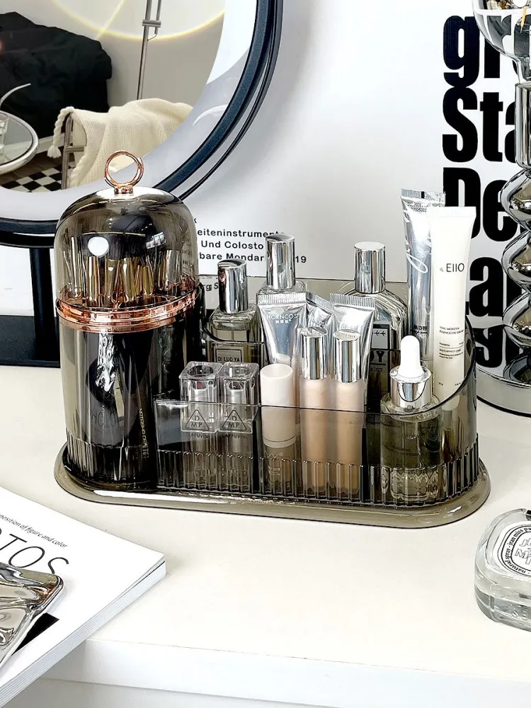 

Clear Desktop Makeup Storage Box Skincare Dresser Lipstick Storage Shelf Dustproof Makeup Brush Holder Make Up Organizer