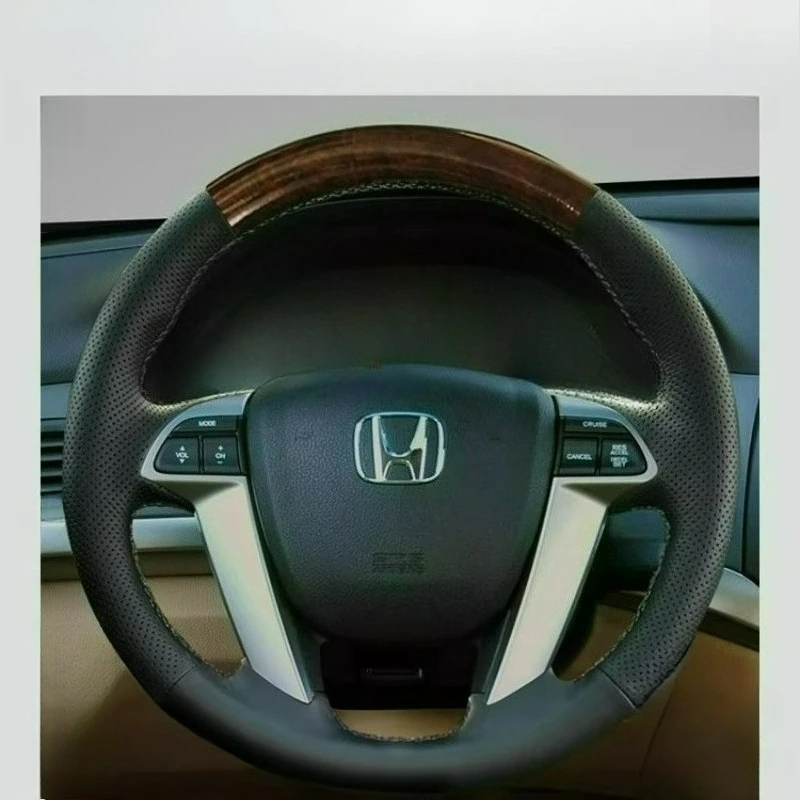 

Сшитый вручную ремонт, нескользящий кожаный чехол на руль черного персикового цвета для Honda Accord 8, Odyssey Pilot