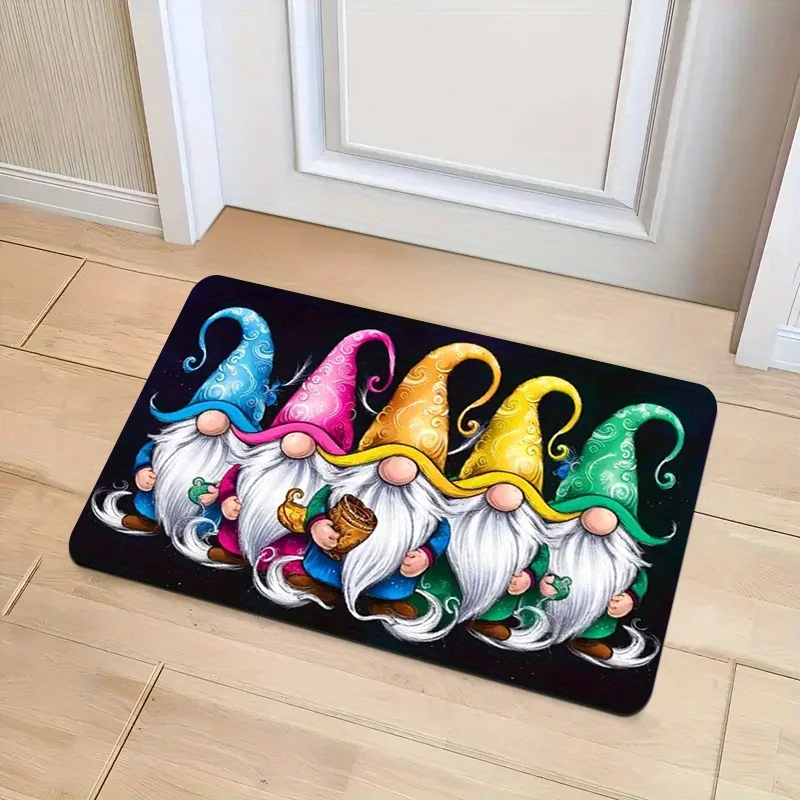 Festive Cute Deer Motif Floor Rug Decorative Non Slip Door Mat Versatile Accent For Gym Dance Studio Lounge Room