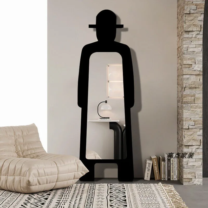 Personalized creative full-body mirror Nordic art design floor-to-ceiling mirror Special-shaped wall-mounted full-length mirror