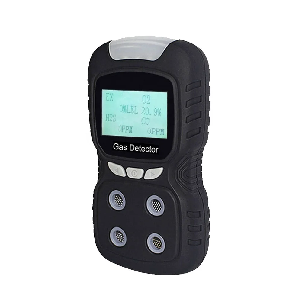 Rechargeable Portable Gas Detector H2S O2 CO and LEL Multi Gas  with LCD Display Sound Light Vibration Alarm Mode.