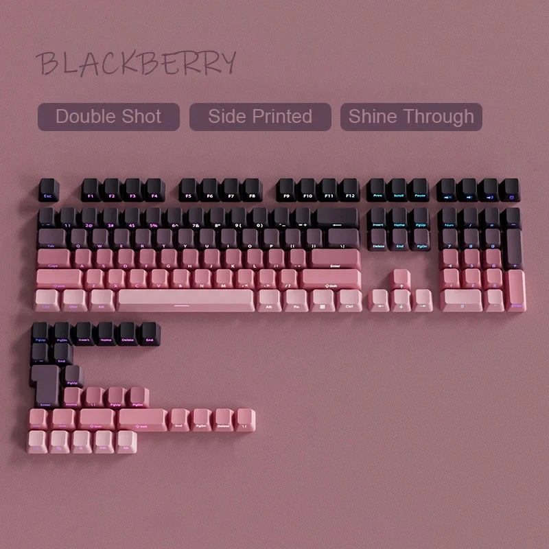 Super New Gradient Keycaps Side Printed Shine Through PBT Double Shot OEM Profile for MX Switches Gaming Keyboard 130+key caps
