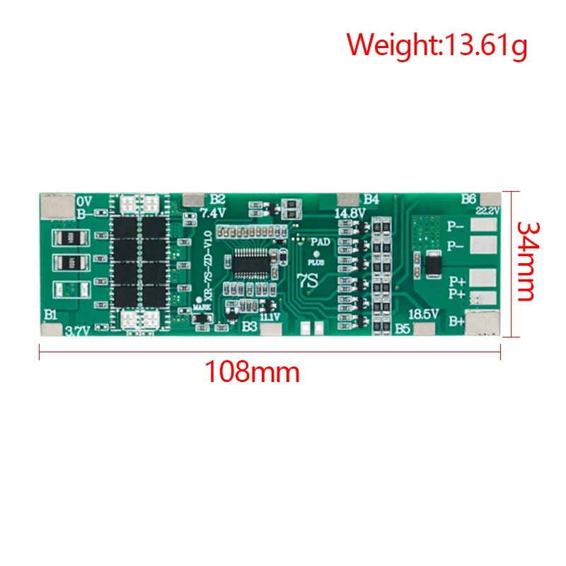 BMS 7S 24V 10A 15A 20A 30A Li-ion 18650 Battery Charge Board With Balance Function Short Circuit / Temperature Protection