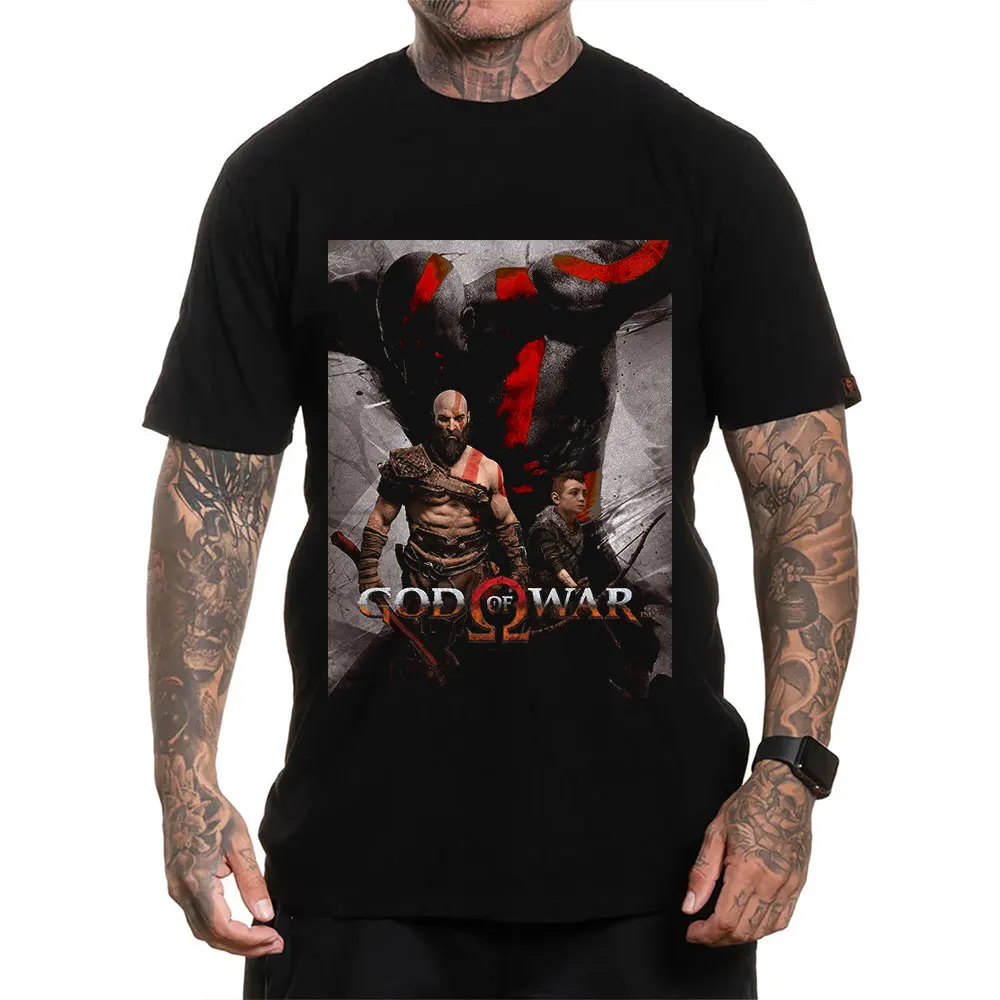

Retro Kratos God of War Videogame print Gift T-Shirt Vintage Spartan warrior Graphic Clothes 0120 All size Tops Unisex Tee S-6XL