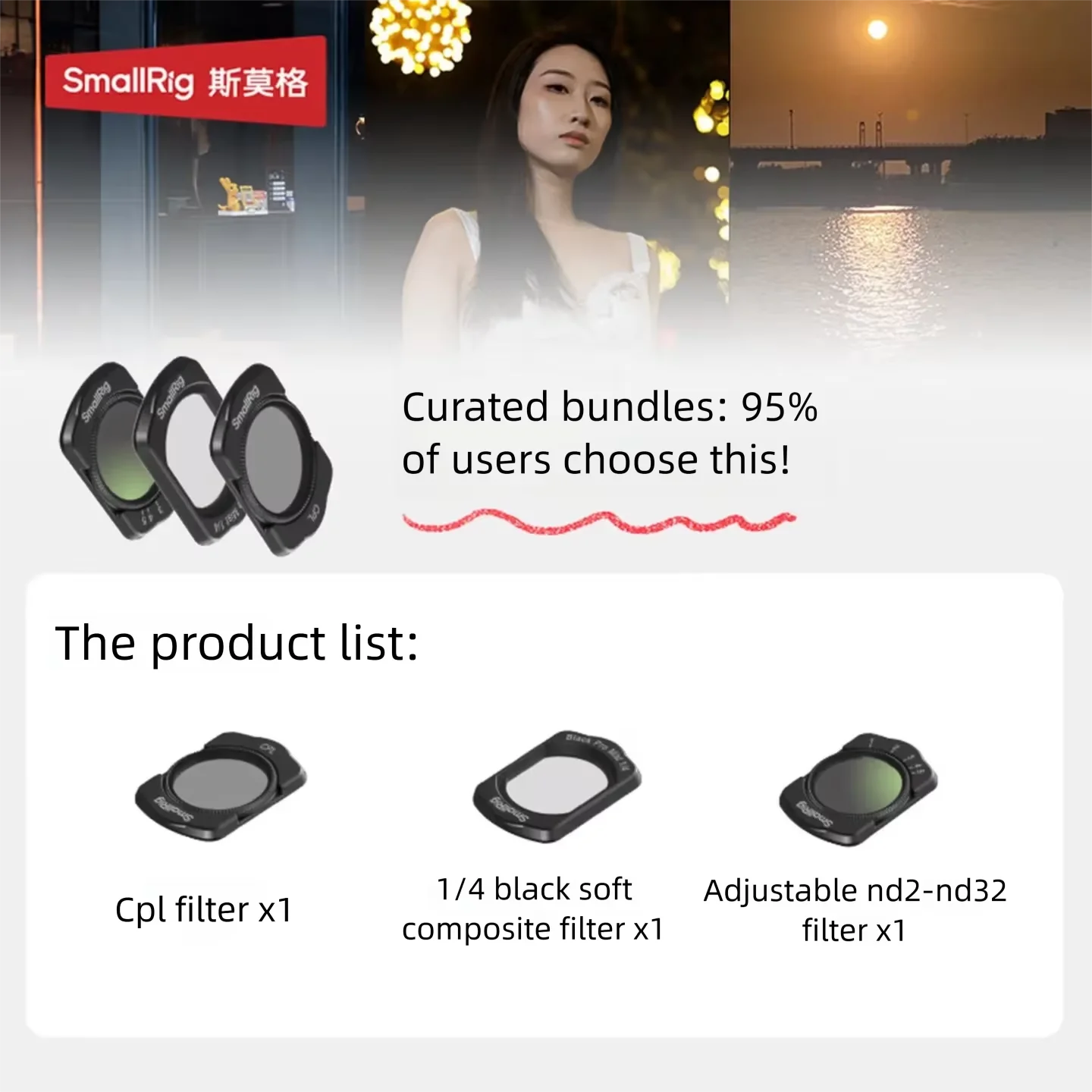 SmallRig Magnetic Filter for DJI Pocket 4 / Pocket 3, 1/4 Black Mist, CPL, Variable ND Filter, Polarizing & Light Reduction Lens