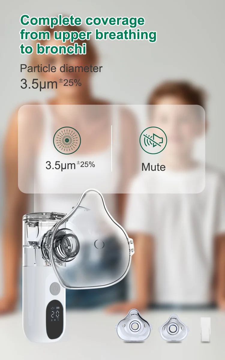 JUSTLANG Rechargeable Nebulizer Adjustable LED Display Medical Silent Ultrasonic Inhaler Mobile Steam Device Adult Child Medical