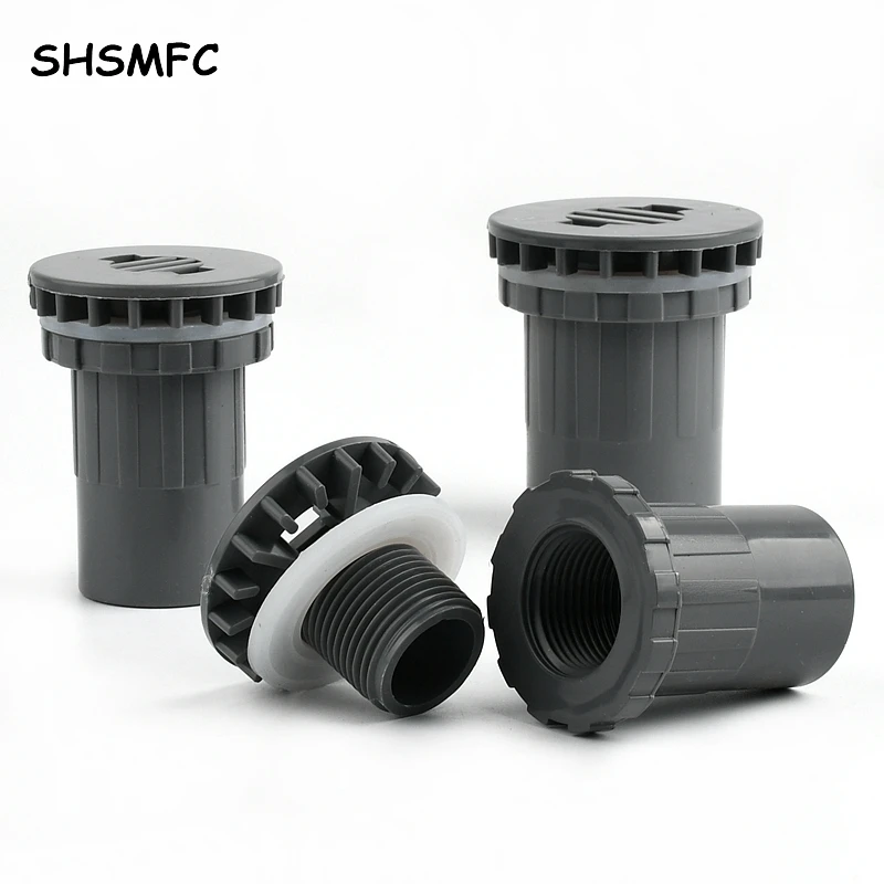 2-10pcs 20mm~50mm Grey PVC Direct Strong Drainage Connector Fish Tank  Pool Aquarium Tank Drain Filter Joint Pipe Fittings