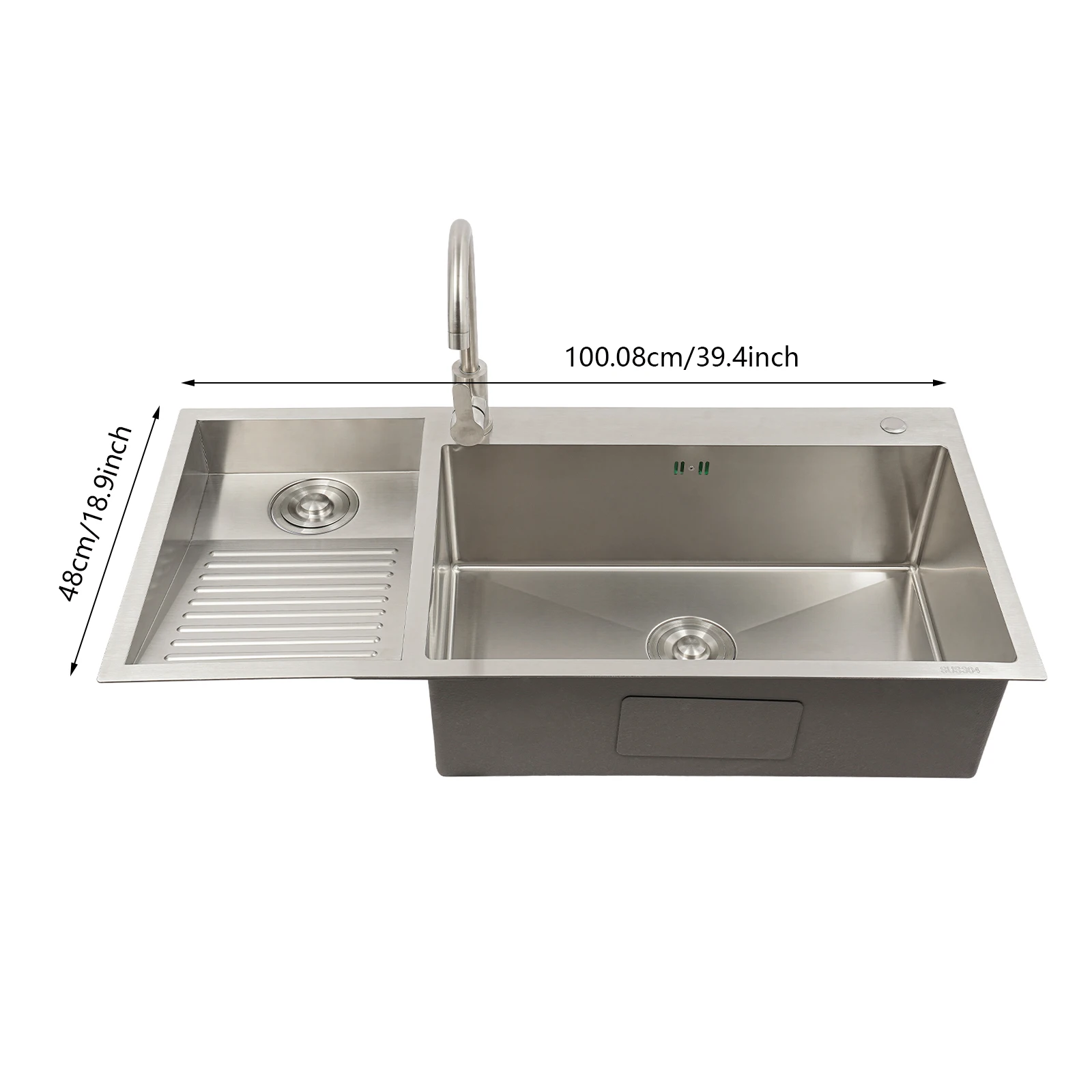 حوض غسيل مع حوض مطبخ من الفولاذ المقاوم للصدأ مع صنبور