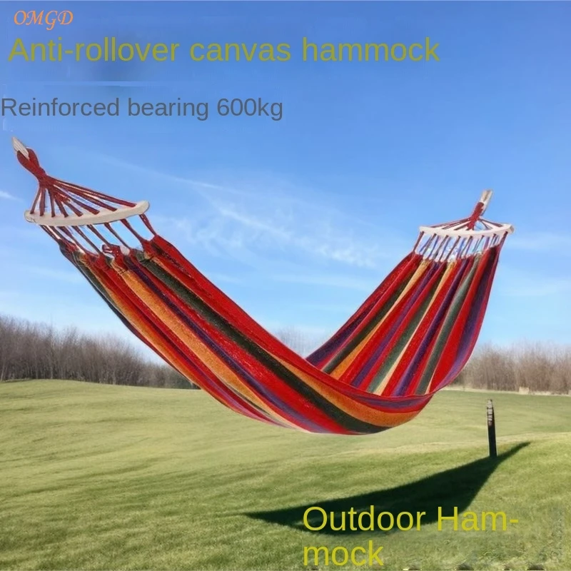 Canvas hammock outdoor thickened canvas anti-side-over sleeping swing outdoor adult hanging tree wild camping home hamaca arbol