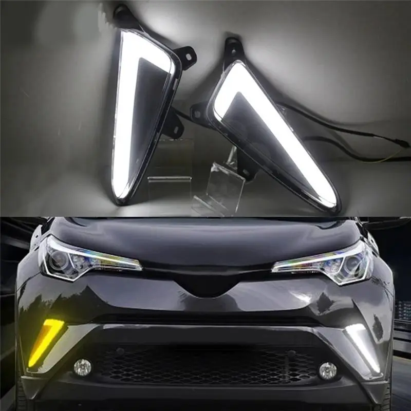 ABOK-LED Daytime Running Lights Brake Light Lamp For Toyota C-HR CHR XLE Spare Parts Accessories DRL Bumper Lights