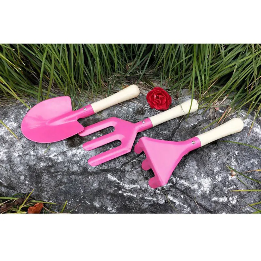 4Pcs Cartoon Kids Garden Tool Pink Watering Can Shovel Durable Material Portable Easy Carry Cultivate Ability