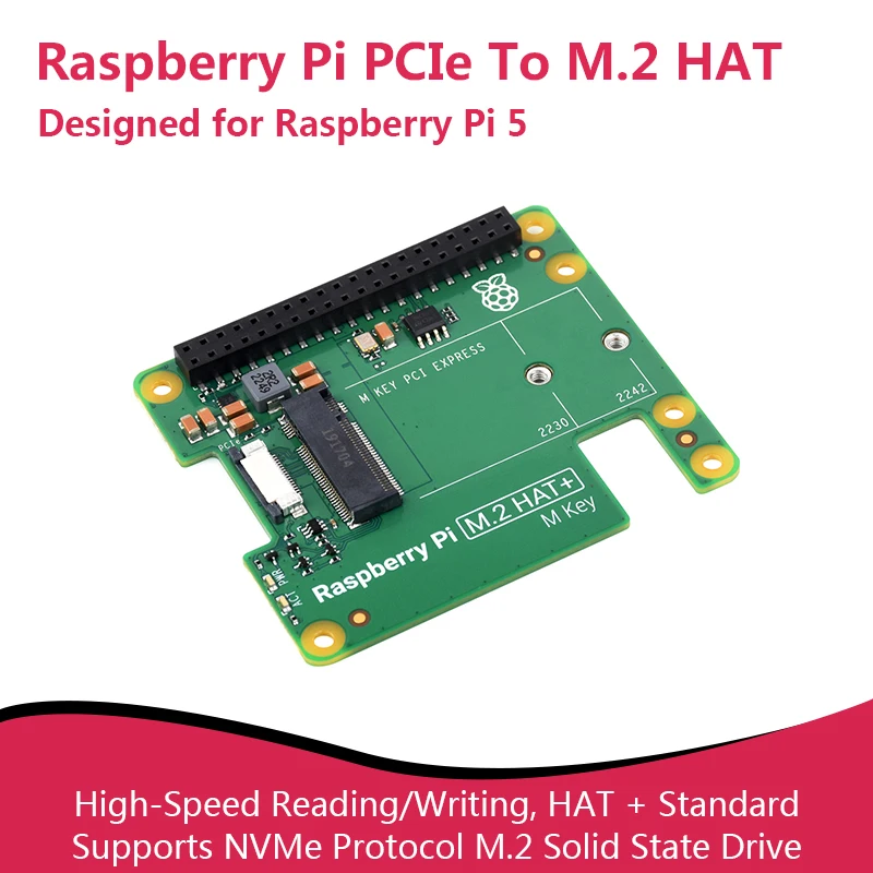 

Raspberry Pi 5 Official Original PCIe to M.2 NVMe SSD Raspberry Pi M.2 HAT+ Board For Pi5