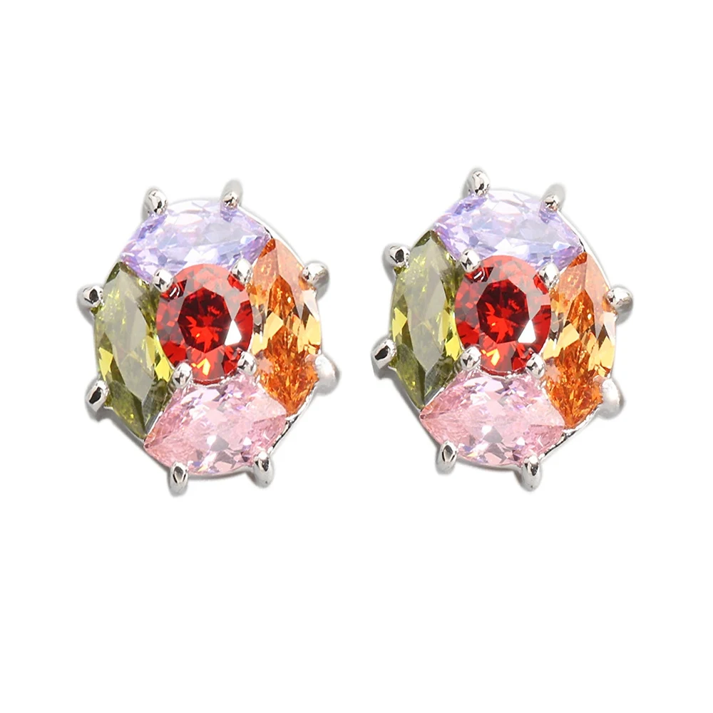 

3*3mm Muti-color Topaz 925 sterling sliver Stud Earrings ED122
