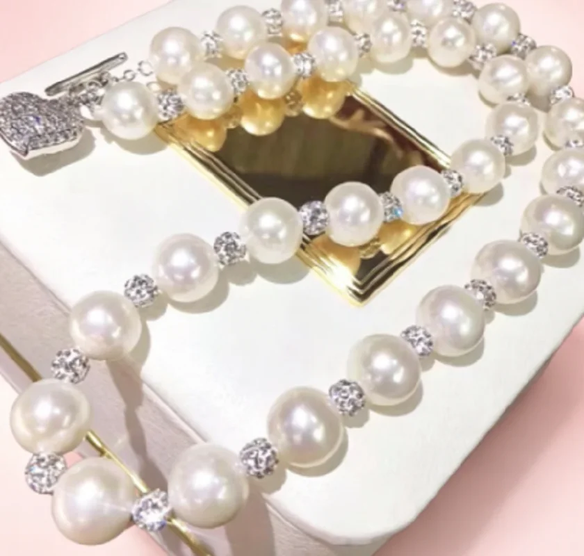 

Новый дизайн: ожерелье из натурального жемчуга AAAA10-11 мм, 45 см, с застежкой в форме сердца + браслет 18 см с застежкой в виде головы леопарда, серебро 925 пробы.