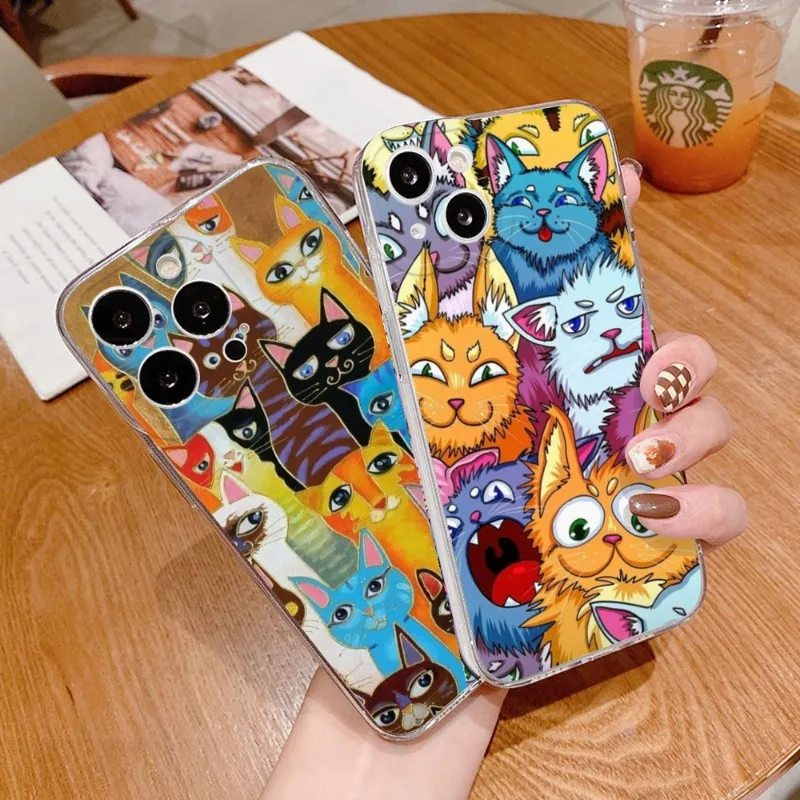 

Hand Drawn Kawaii Animal Phone Case FOR IPhone 15 14 12 11 Pro 15 Plus 13 Pro MAX XR Xs MINI Transparent Covers