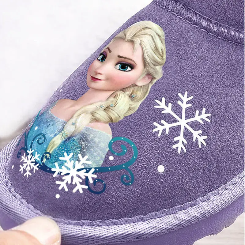 Disney girls snow boots frozen elsa winter plush warm anti-skid casual shoes Thickened baby rain boots